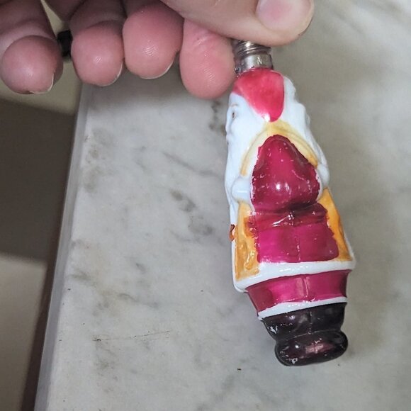 Vintage Glass Ornament Santa Claus Light Bulb Double Sided Holiday MCM - Picture 2 of 5